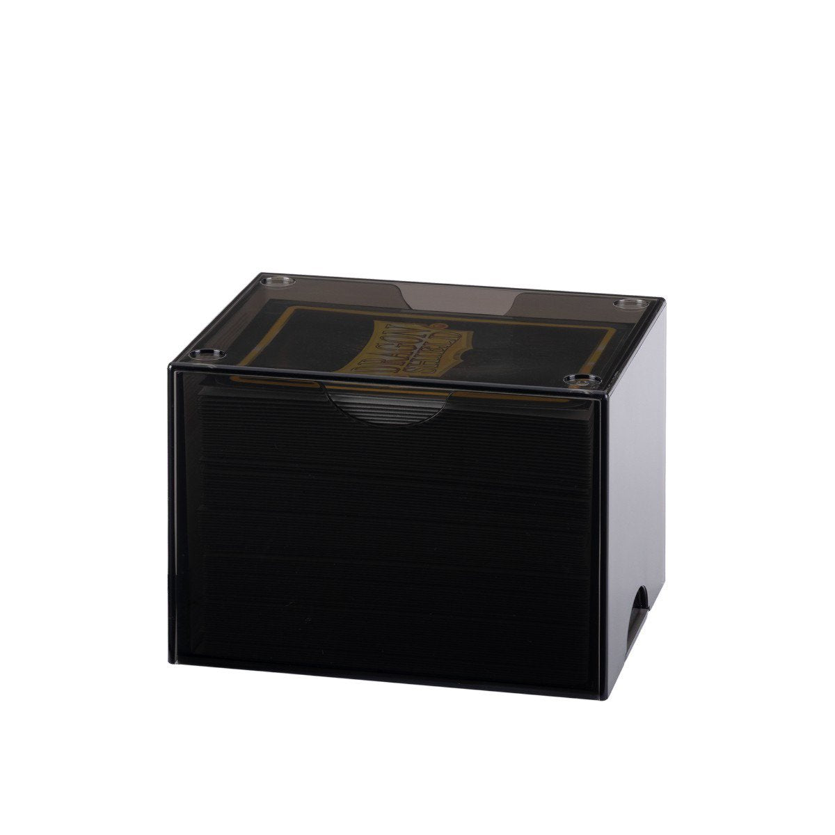 Dragon Shield Strongbox Card Deck Box Black 100+ Double-Sleeved Card Capacity, Clear Acrylic TCG Storage Case, Stackable Deck Box with Secure Vacuum Seal Closure