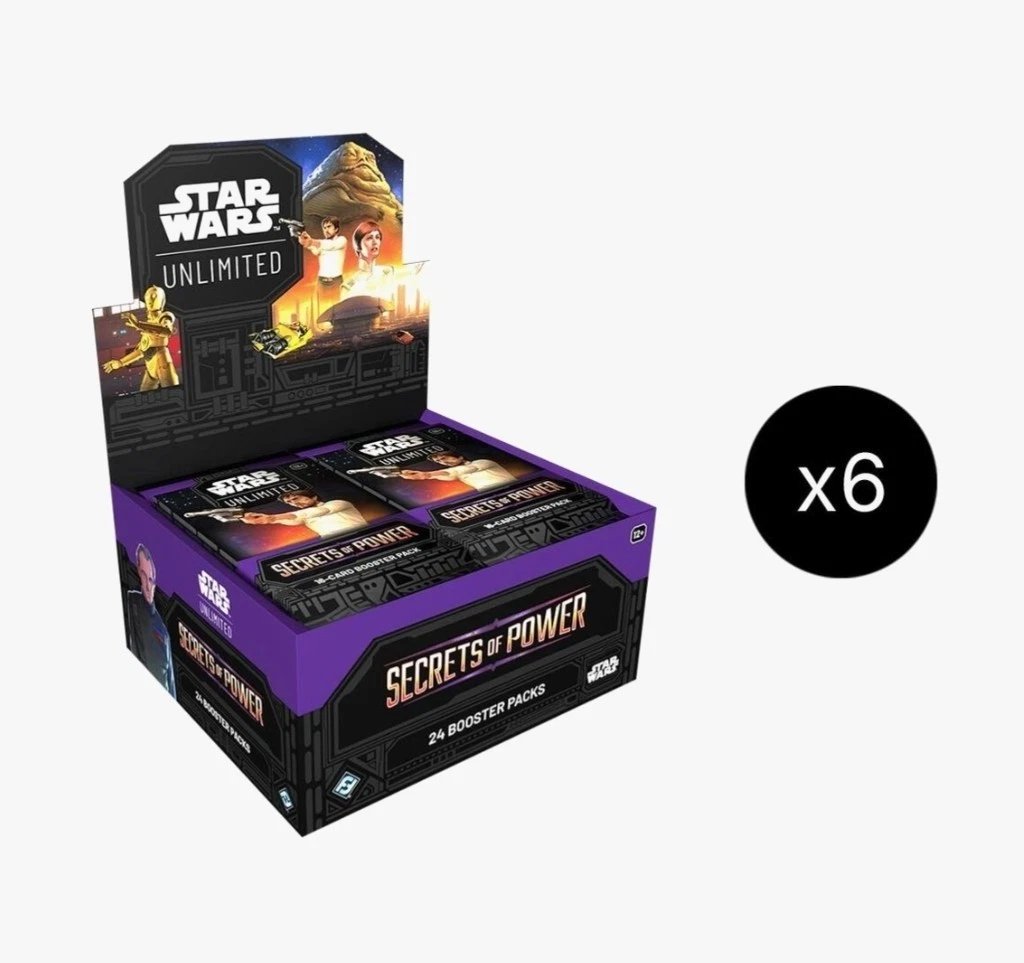Star Wars Unlimited Secrets of Power Booster Box Case of 6 for TCG cards.