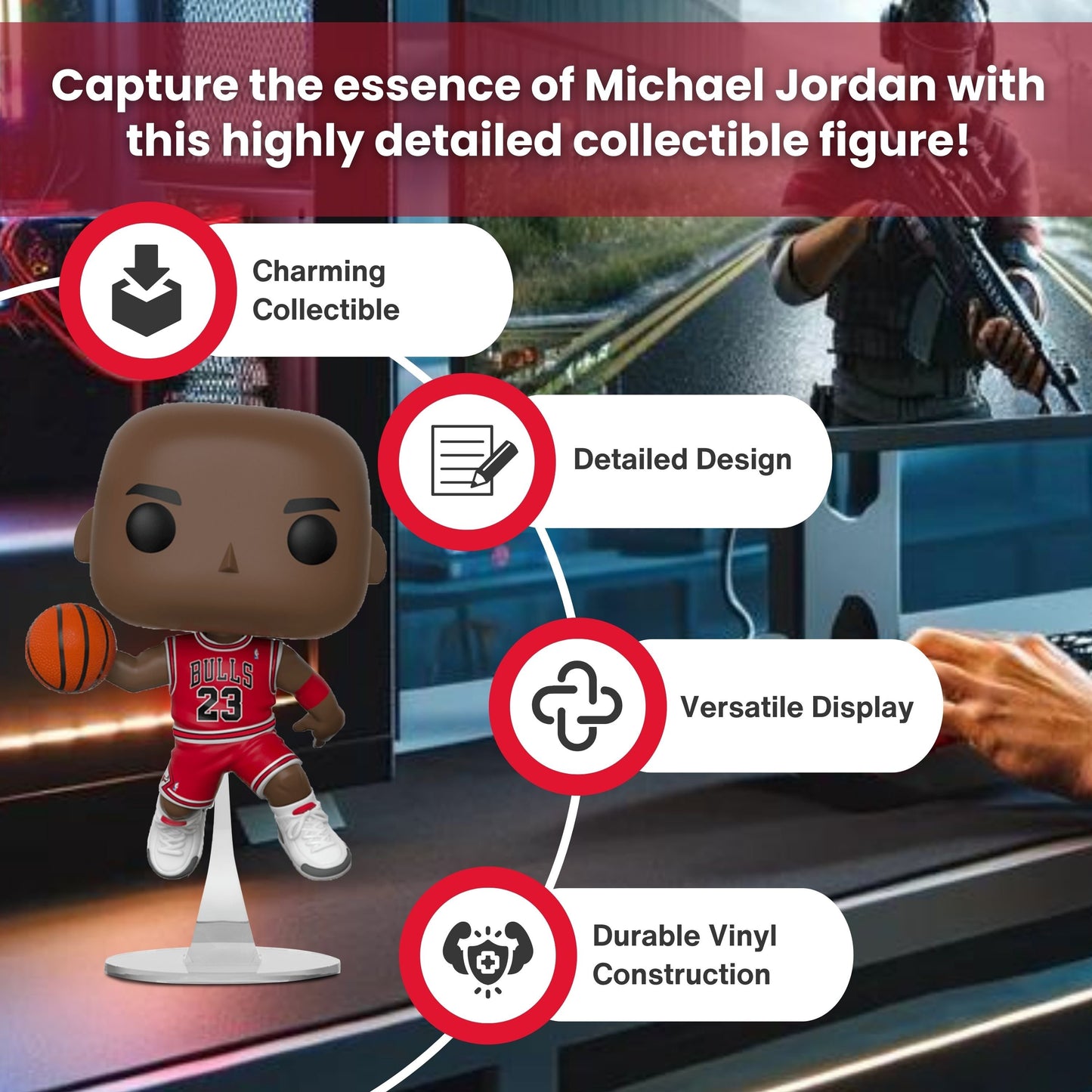 Michael Jordan Funko Pop! Basketball NBA Bulls - Approx. 3 3/4" Collectible Vinyl Figure #54 with Window Display Box