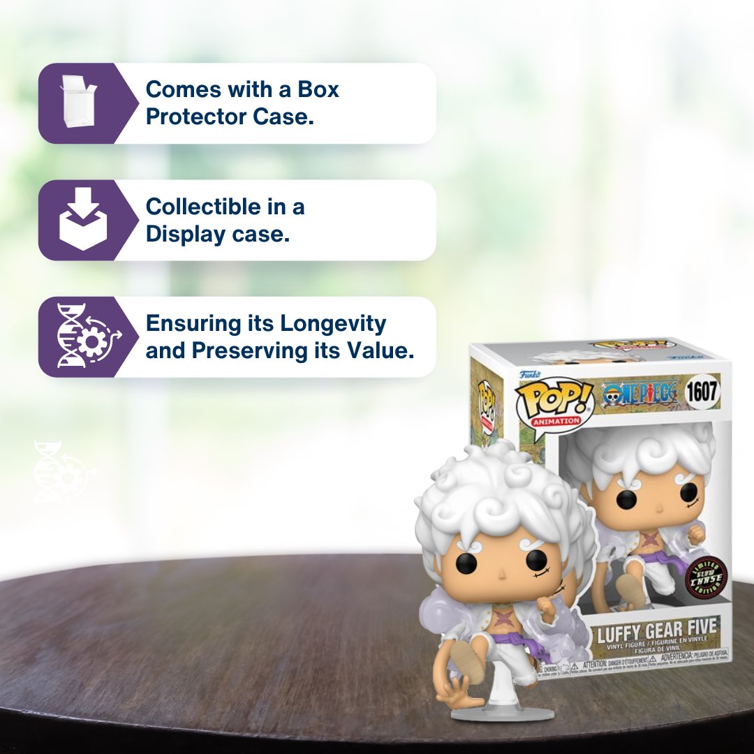 Luffy Gear Five Funko Pop! Animation One Piece - Glow Chase Limited Edition Vinyl Figure #1607 with Display Box Protector Case