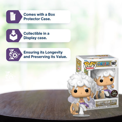 Luffy Gear Five Funko Pop! Animation One Piece - Glow Chase Limited Edition Vinyl Figure #1607 with Display Box Protector Case