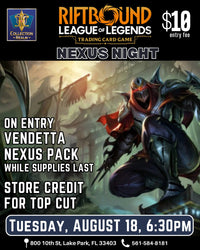 Riftbound League of Legends TCG Nexus Night Tournament – August 18, 2026 (Tuesday 6:30 PM)
