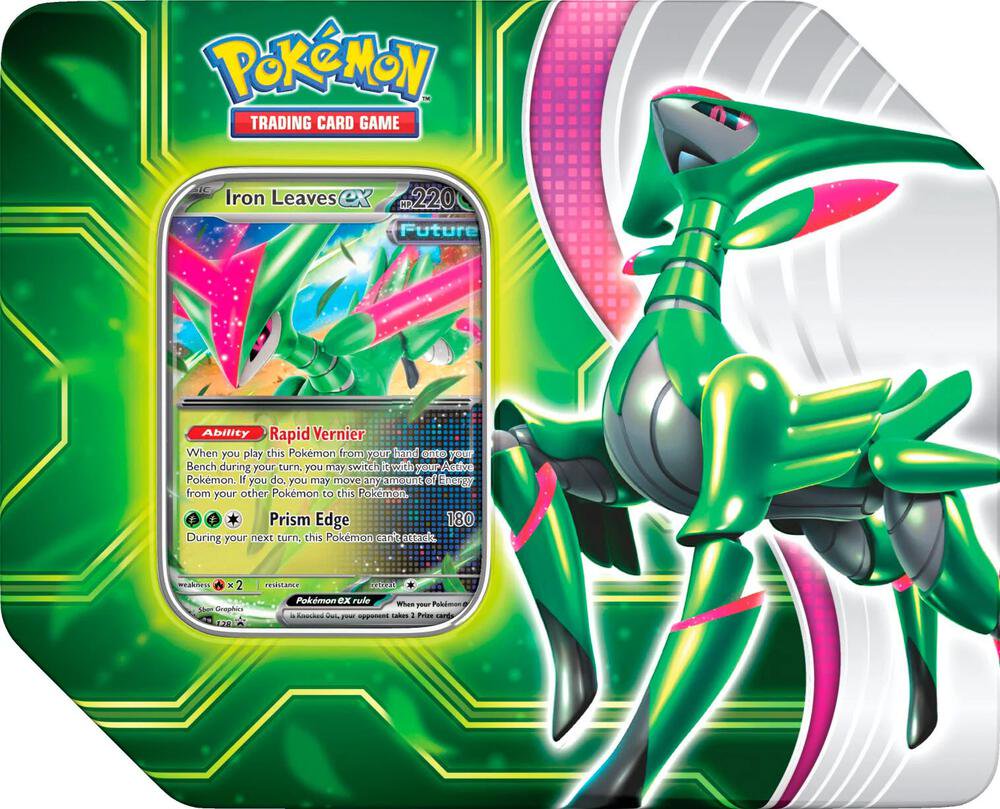 Pokemon TCG Paradox Clash Tin Iron Leaves ex Trading Card Game