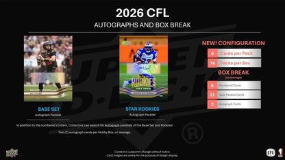 2026 Upper Deck CFL Football Trading Card Hobby Box