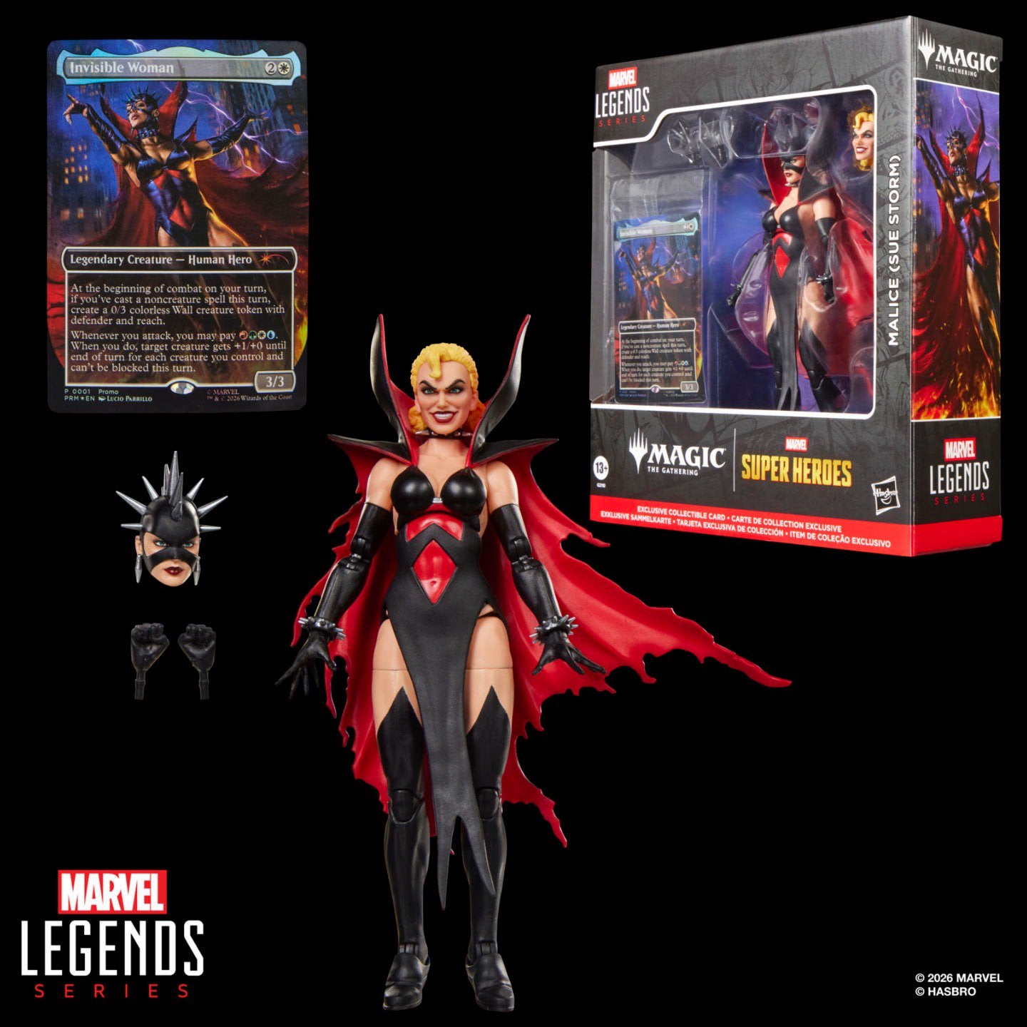 Magic: The Gathering Marvel Super Heroes Malice Sue Storm 6-Inch Action Figure with Exclusive Foil Trading Card, Marvel Legends Collectible Figure with Accessories (PREORDER - Release Date October 2026)