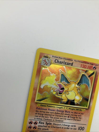 Pokémon TCG Charizard Base Set Holo Unlimited Rare Card 4/102 Vintage 1999 LP+