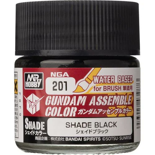 Gundam Assemble Color NGA201 Shade Black Paint by Mr. Hobby – Premium Acrylic for Gundam Model Kits, Smooth Matte Finish, High Coverage for Bandai HG & Perfect Grade Gundam Kits (PRE-ORDER NOVEMBER)