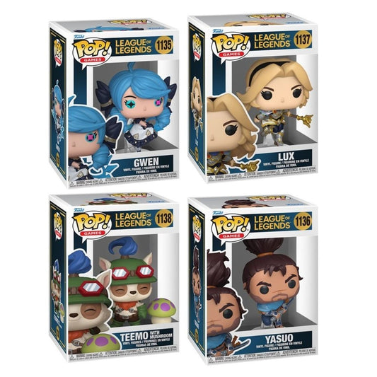 League of Legends Wave 4 Funko Pop! Games - Set of 4 (Gwen #1135, Yasuo #1136, Lux #1137, and Teemo with Mushroom #1138) Collectible Vinyl Figures - Estimated Arrival: Oct. 2025 (PRE-SALE)
