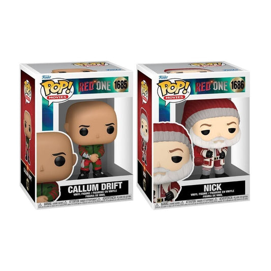 Red One Funko Pop! Movies Set of 2 (Nick #1686, Callum Drift #1685) Collectible Vinyl Figures