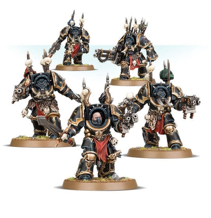 Warhammer 40,000 Chaos Space Marines Terminator Squad – 5 Chaos Terminators Miniatures with Customisable Weapons & Transfer Sheet – Plastic Model Kit for Chaos Space Marines, World Eaters & Emperor’s Children