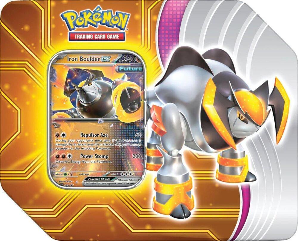 Pokemon TCG Paradox Destinies Tin Iron Boulder ex Trading Card Game Collectible Tin