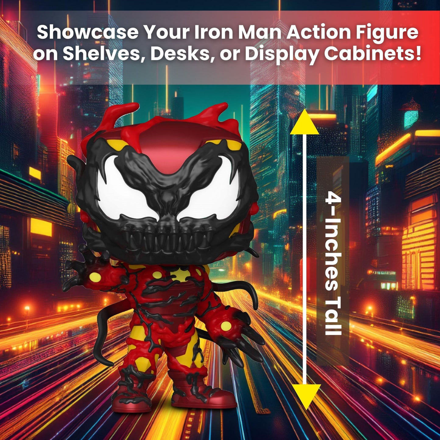 Carnage Iron Man Funko Pop! Marvel -  Approx. 4" Collectible Symbiote Fusion of Hero and Villain Vinyl Figure 1437 with  Display Box Protector Case