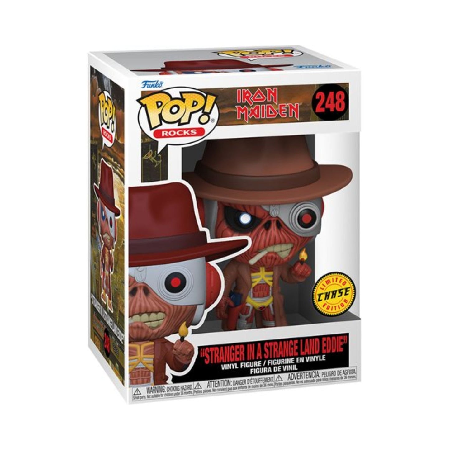 Stranger In A Strange Land Eddie Funko Pop! Rocks Iron Maiden -  Limited Edition Rare Chase Vinyl Figure #248 with Display Box Protector Case (PRE-ORDER)