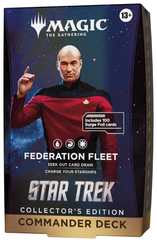 Magic: The Gathering | Star Trek Commander Deck – Federation Fleet Collector’s Edition | Jean-Luc Picard | 100-Card Ready-to-Play Deck | Surge Foil Cards (PREORDER - Release Date November 13, 2026)