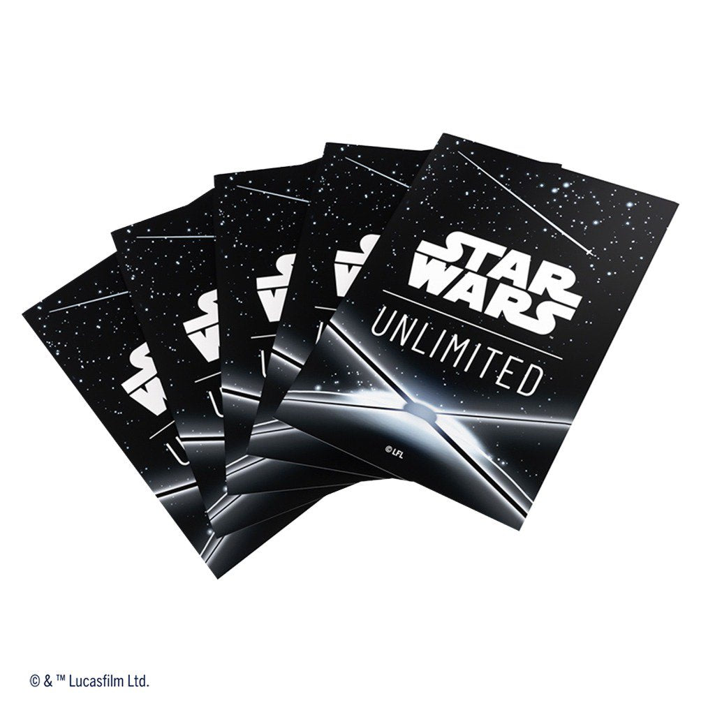 Star Wars Unlimited Art Sleeves Card Back Black, 60 Standard Size Card Sleeves with Clear Leader Sleeve, Durable TCG Card Protectors for Star Wars Unlimited and Standard Card Games