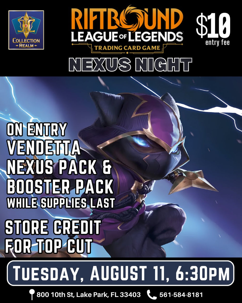 Riftbound League of Legends TCG Nexus Night Tournament – August 11, 2026 (Tuesday 6:30 PM)