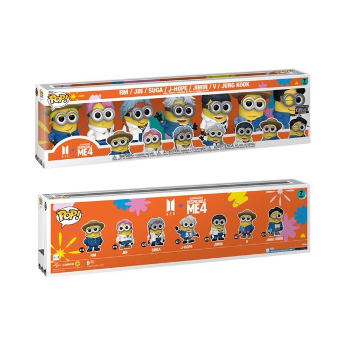 Minions x BTS Funko Pop! Despicable Me 4 - Approx. 4" Collectible Entertainment Earth Exclusive Vinyl Figure 7-Pack