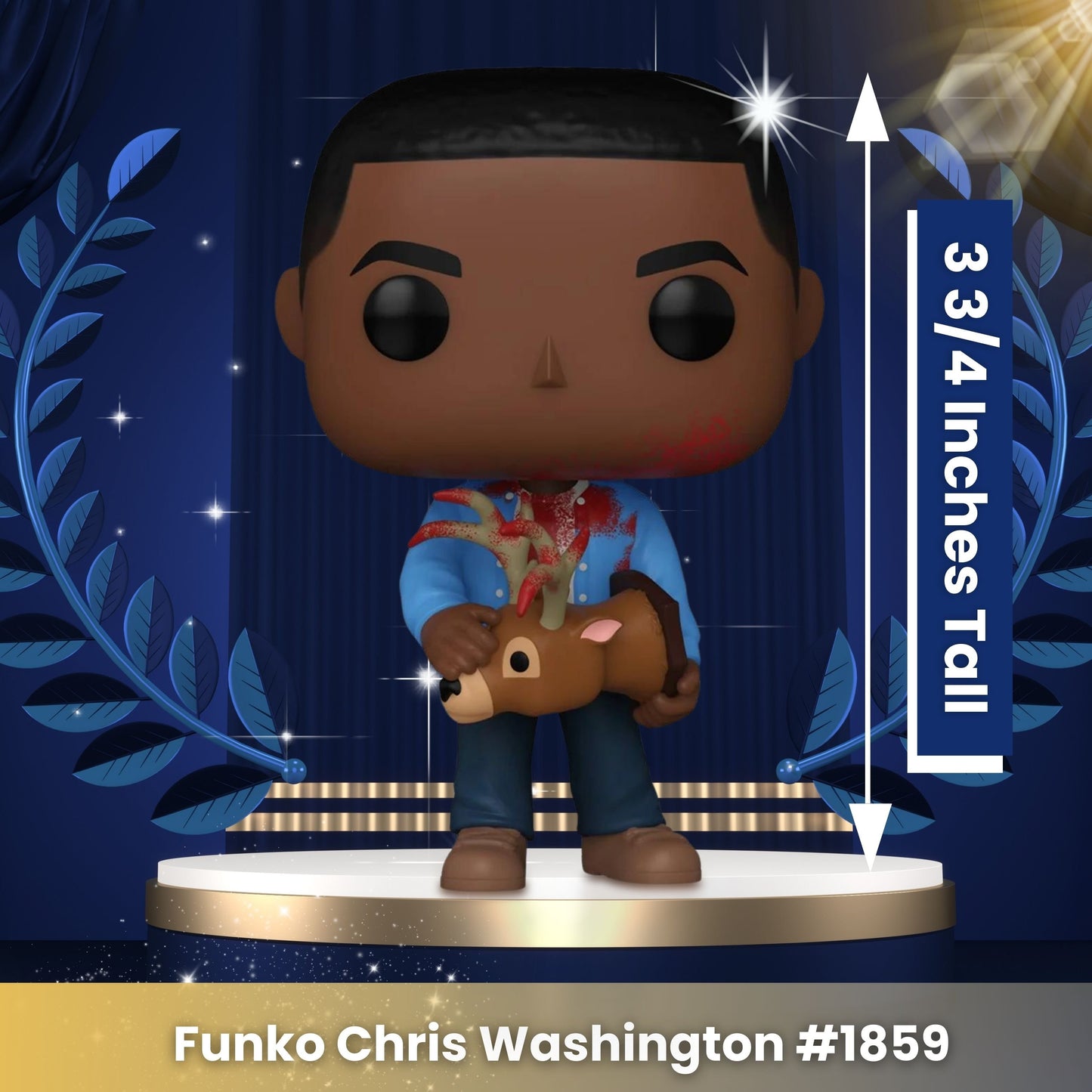 Chris Washington with Deer Head Funko Pop! Movies: Get Out - Approx.3 3/4" Collectible Vinyl Figure #1859 with Display Box Protector Case