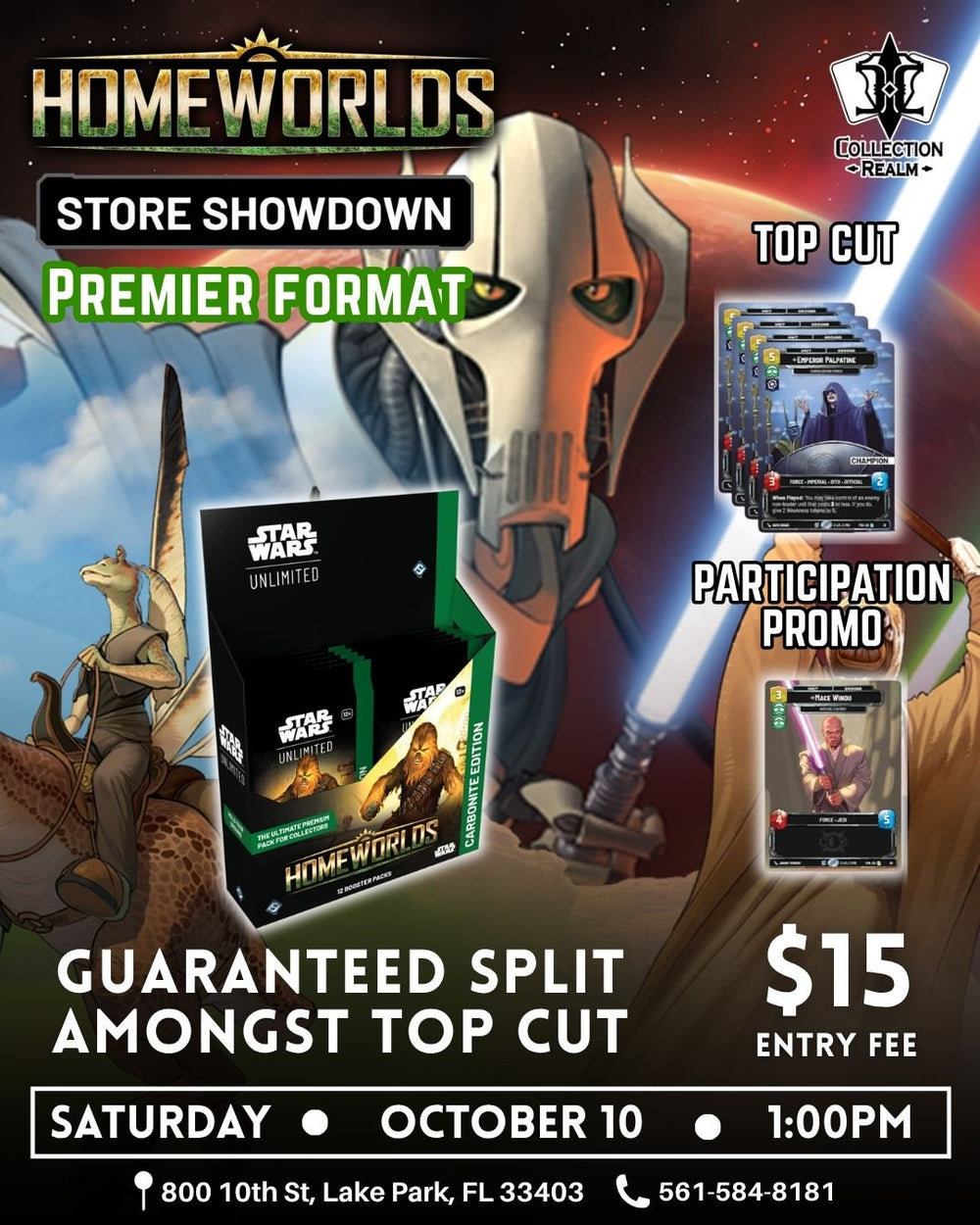 Star Wars Unlimited Homeworlds – October 10, 2026 (Saturday 1:00 PM)
