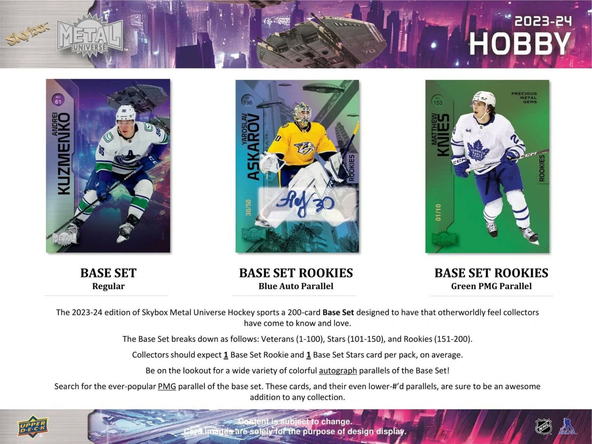 2023/24 Upper Deck Skybox Metal Universe Hockey Hobby Box – NHL Trading Cards, Hockey Card Collecting, Sports Collectibles