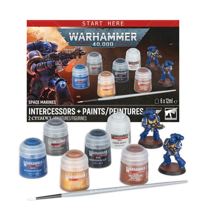 Warhammer 40,000 Intercessors with Paints Featuring 2 Citadel Miniatures, Citadel Paints & Brush