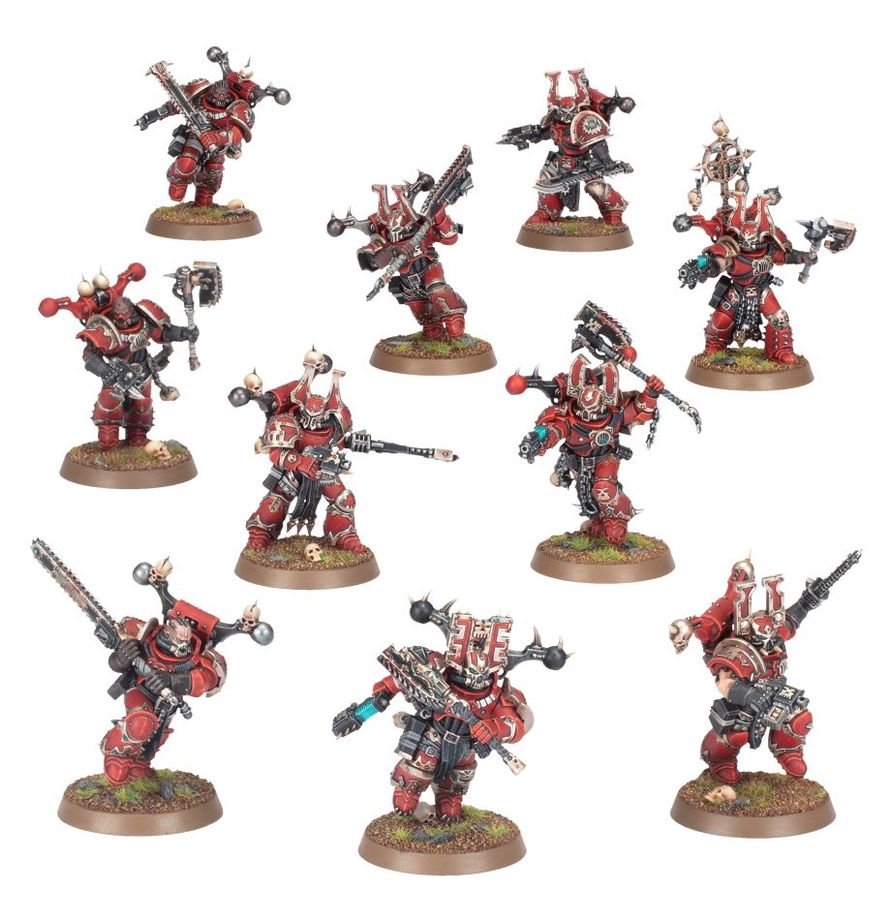 Warhammer 40,000 World Eaters Khorne Berzerkers – 10 Chaos Infantry Miniatures with Chain Weapons, Customisable Plastic Figures for Warhammer 40K