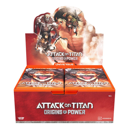 UniVersus: Attack on Titan: Origins of Power Booster Display Box - Includes 24 Booster Packs (11 Cards Ea), Deck-Building Card Game, Randomly Assorted