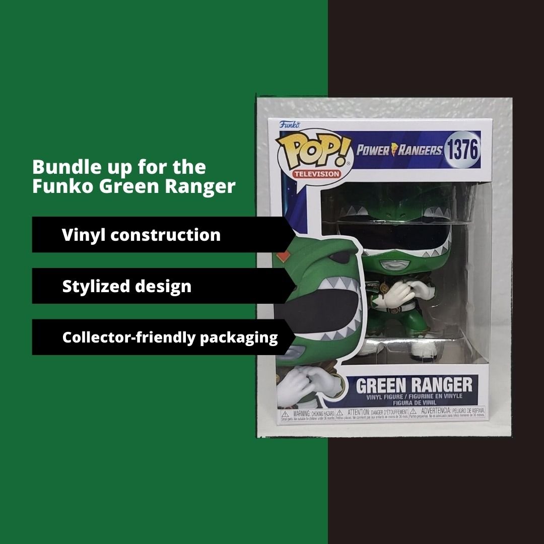 Green Ranger Funko Pop! TV Power Rangers - Vinyl Figure #1376 with Display Box Protector Case