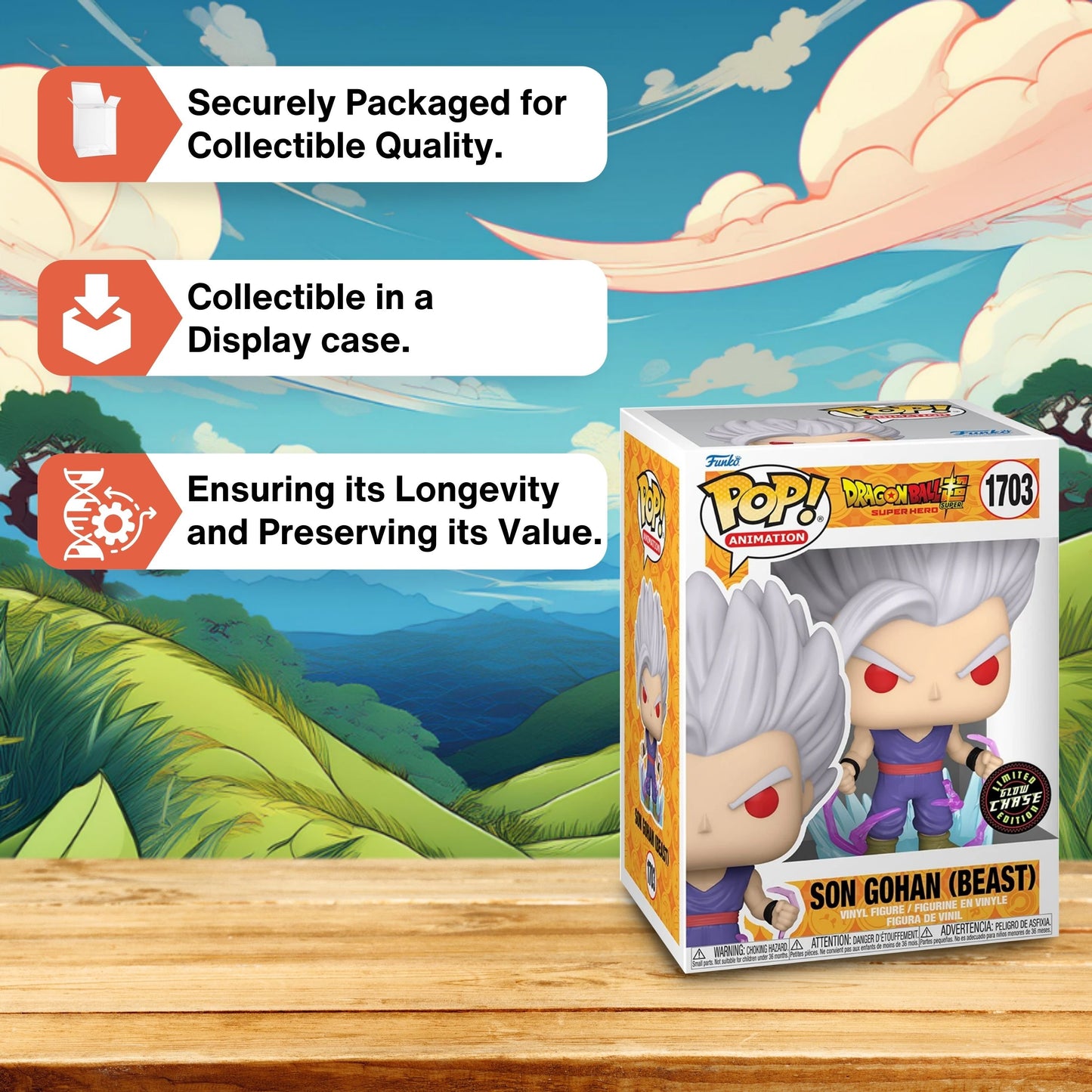 Son Gohan (Beast) Funko Pop! Animation: Dragon Ball Super Hero - Glow Chase Limited Edition Collectible Vinyl Figure #1703 with Window Display Box