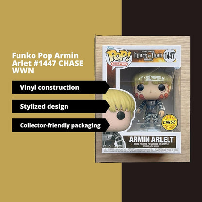 Armin Arlelt Funko Pop! Attack on Titan - Chase Limited Edition Vinyl Figure #1447 with Display Box Protector Case