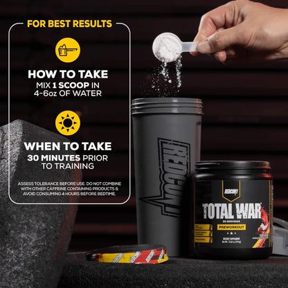 REDCON1 Total War Tigers Blood Pre Workout Powder, 444g, 320mg Caffeine, 6g Citrulline Malate, 3.2g Beta-Alanine, Energy, Focus, Pump & Endurance Support