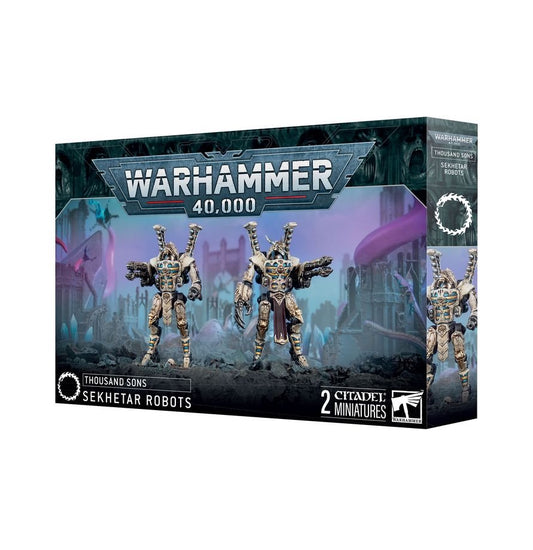 Warhammer 40,000 Thousand Sons Sekhetar Robots Miniatures Kit – 2 Plastic Battle Automata with Hellfyre Missile Racks & Warpflame Weapons