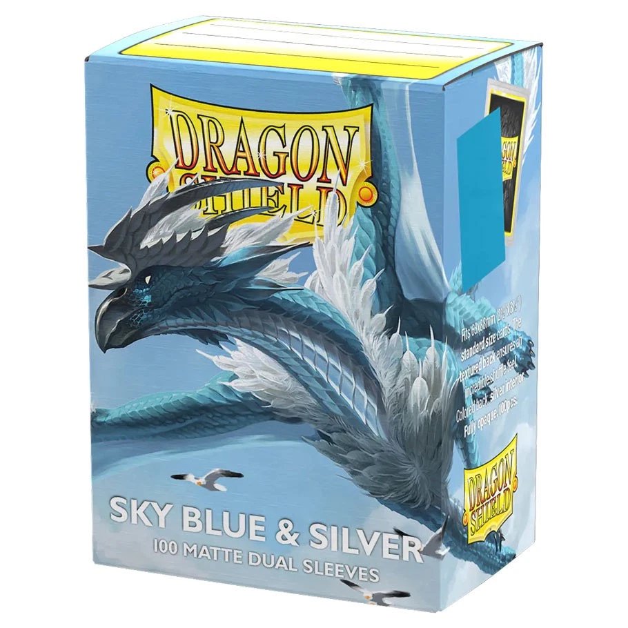 Dragon Shield Dual Matte Sleeves Sky Blue & Silver 100 Count Standard Size Card Sleeves for Trading Cards MTG Pokémon Lorcana Flesh and Blood – Matte Texture Opaque Protective Deck Sleeves