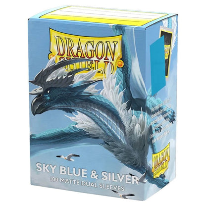 Dragon Shield Dual Matte Sleeves Sky Blue & Silver 100 Count Standard Size Card Sleeves for Trading Cards MTG Pokémon Lorcana Flesh and Blood – Matte Texture Opaque Protective Deck Sleeves