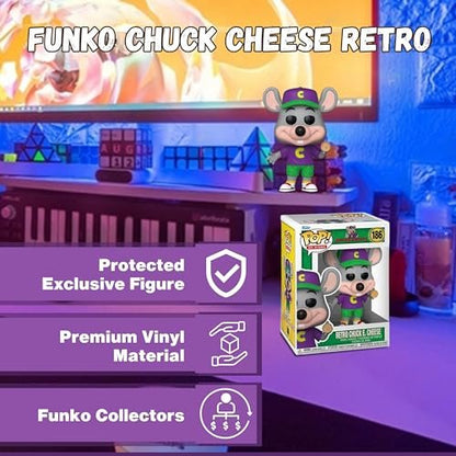 Retro Chuck E. Cheese Funko Pop! Ad Icons - Collectible Vinyl Figure #186 with Display Box Protector Case