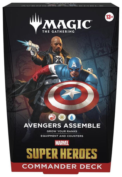 Magic: The Gathering Marvel Super Heroes Commander Deck - Avengers Assemble – Ready-to-Play 100-Card Deck, 30 New Cards, Collectible MTG Commander Deck with Tokens, Deck Box & Strategy Guide (PRE-ORDER JUNE 26, 2026)