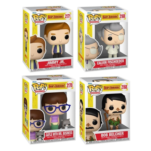Bob's Burgers Wave 3 Funko Pop! Animation - Set of 4 (Jimmy Jr #2171, Gayle with Mr Business #2170, Calvin Fischoeder #2169, and Bob Belcher #2168) Collectible Vinyl Figures - Estimated Arrival: Nov. 2025 (PRE-SALE)