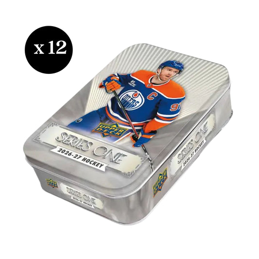 2026/27 Upper Deck Series 1 Hockey Tin Case | 12 Tins Per Case | 8 Packs + Exclusive Dazzlers Bonus Pack Per Tin | Young Guns Rookie Cards | NHL Trading Card Box Set