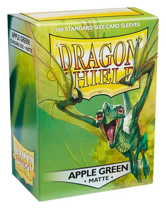 Dragon Shield Matte Apple Green 100ct textured trading card sleeves for Pokémon cards and MTG
