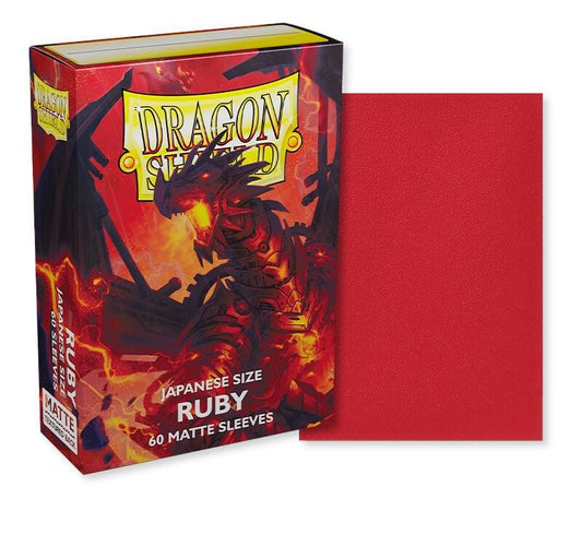 Dragon Shield Japanese Size Matte Card Sleeves in Ruby, 60-count, ideal for collectible card games and trading card protection.