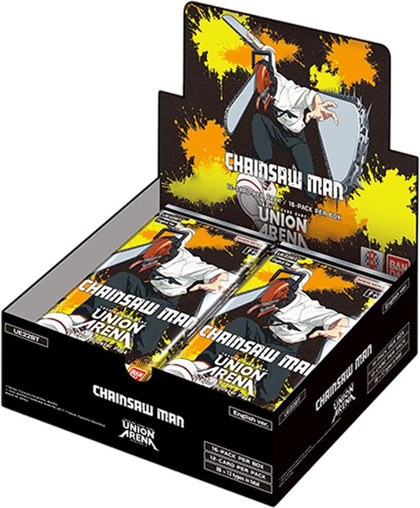 Union Arena Chainsaw Man Booster Box UE22BT | Anime Trading Card Game | Denji Makima Power Aki Reze Cards | Exclusive Art, Foil Autograph Chase, Collectible TCG Box