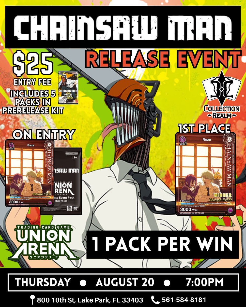 Union Arena TCG Chainsaw Man Release Event – August 20, 2026 (Thursday 7:00 PM)