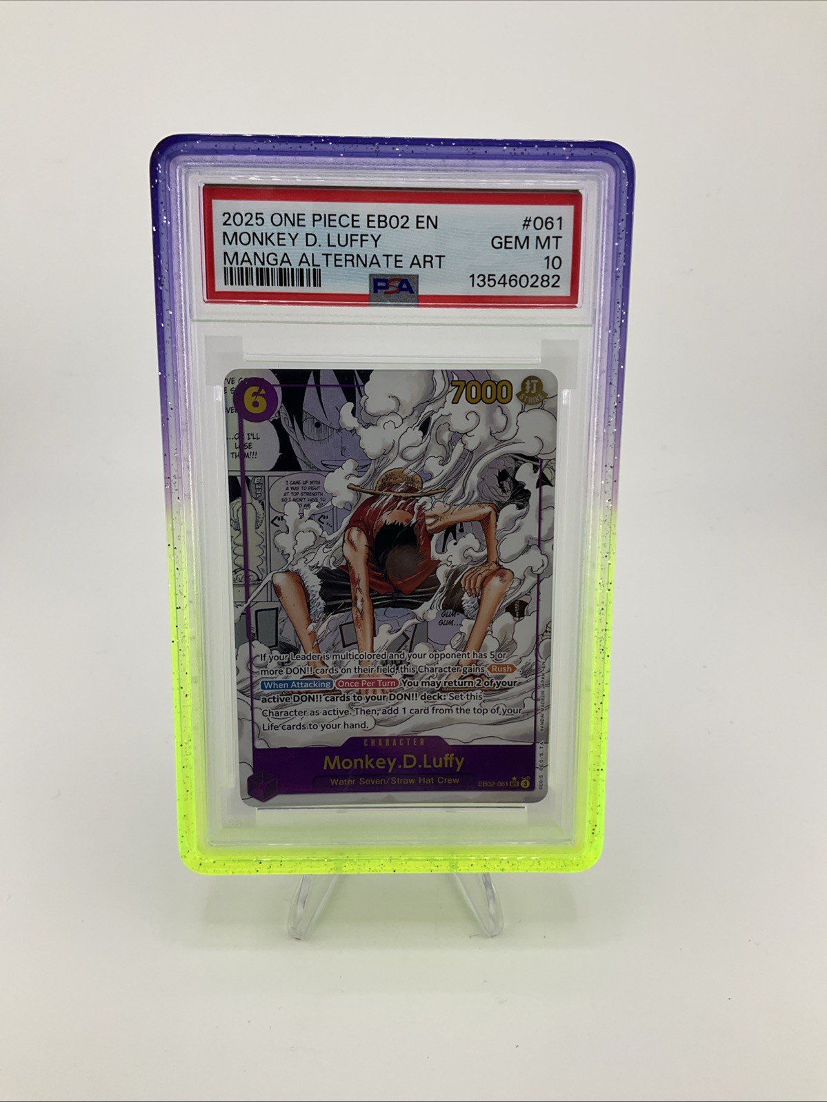 2025 ONE PIECE EB02-MANGA ALT ART -ANIME 25TH COLL- #061 MONKEY D. LUFFY PSA 10