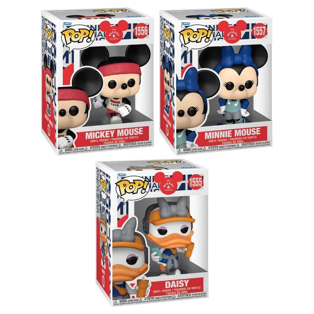 Funko Pop! Disney Mickey and Friends (Wellness) - Set of 3 (Minnie Mouse (Hot Girl Walk) #1557, Mickey Mouse (Runner) #1556, Daisy (Hot Girl Walk) #1555) Collectible Vinyl Figures Bundled with Protector Case
