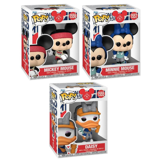 Funko Pop! Disney Mickey and Friends (Wellness) - Set of 3 (Minnie Mouse (Hot Girl Walk) #1557, Mickey Mouse (Runner) #1556, Daisy (Hot Girl Walk) #1555) Collectible Vinyl Figures Bundled with Protector Case
