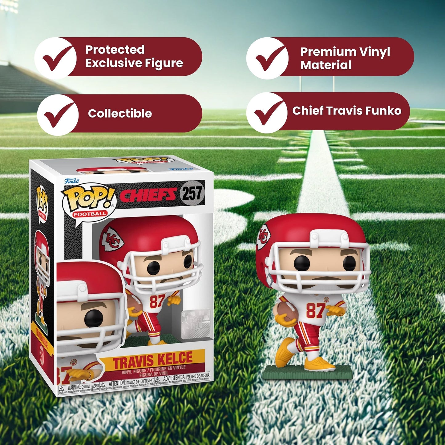 Travis Kelce Funko Pop! Football NFL Chiefs - Vinyl Figure #257 with Window Display Box