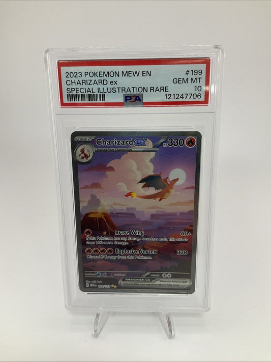 2023 POKEMON MEW EN-151 SPECIAL ILLUSTRATION RARE #199 CHARIZARD EX PSA 10