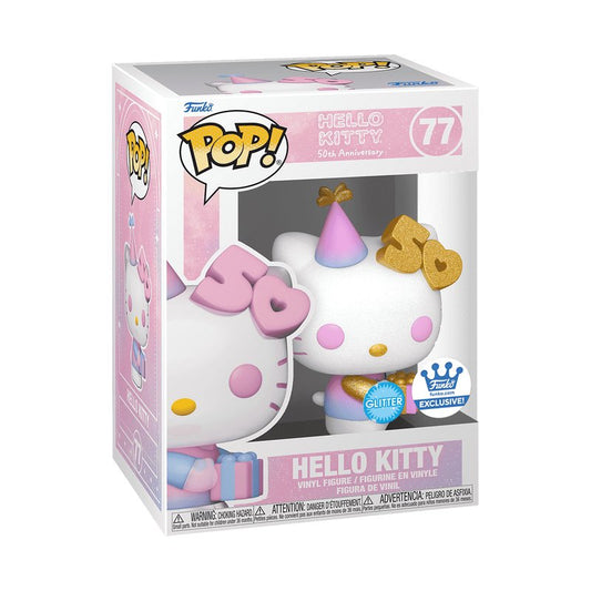 Hello Kitty Funko Pop! Sanrio 50th Anniversary - Approx. 3.9" Glitter Exclusive Collectible Vinyl Figure #77 with Display Box Protector Case (PRE-ORDER)