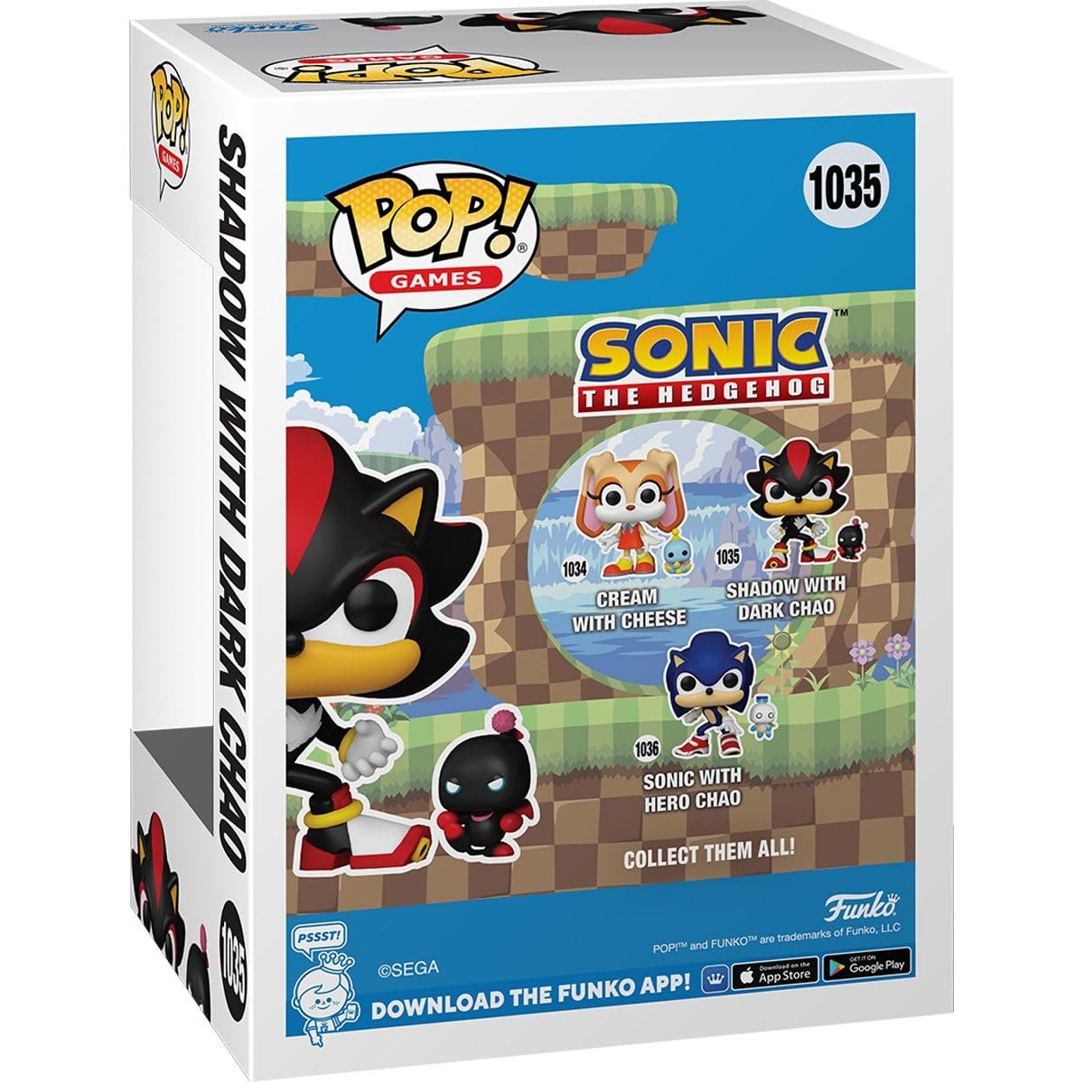 Shadow with Dark Chao Funko Pop! Games: Sonic The Hedgehog - Approx. 3 3/4" Collectible Vinyl Figure #1035 with Window Display Box