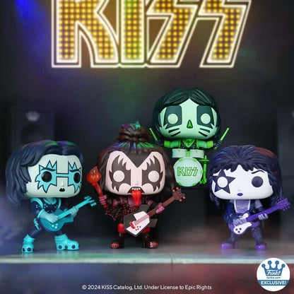 Kiss (Color Spotlight) Funko Pop! Rocks - Pack of 4 (Spaceman / Demon / Starchild / Catman) Collectible Exclusive Vinyl Figures